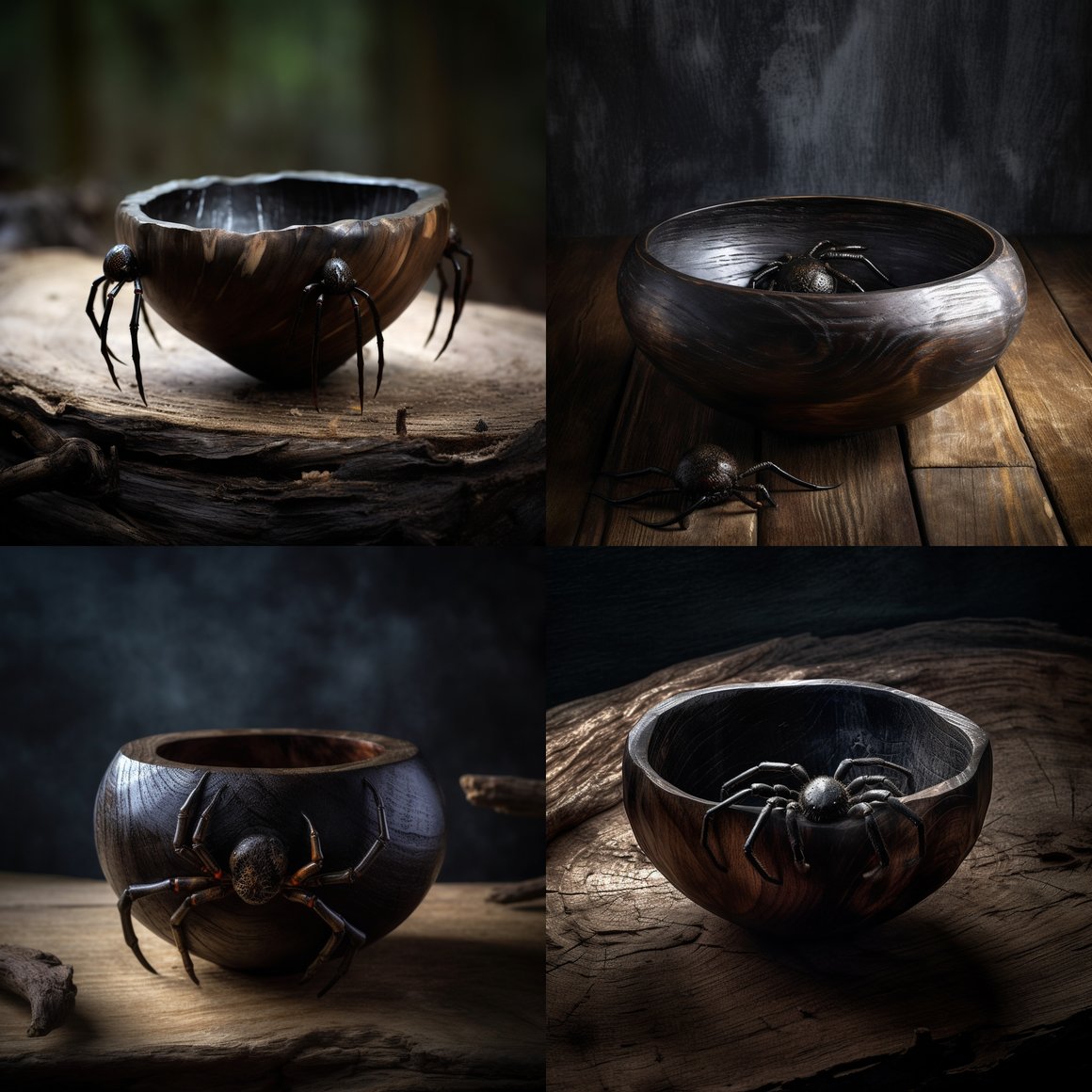 Midnight Encounter: The Spider Bowl on Aged Timber