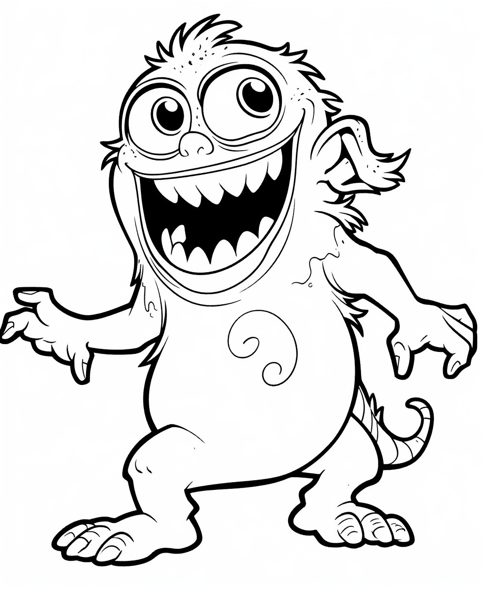 Mid-trip Chuckles: Monster Cartoon Coloring Page