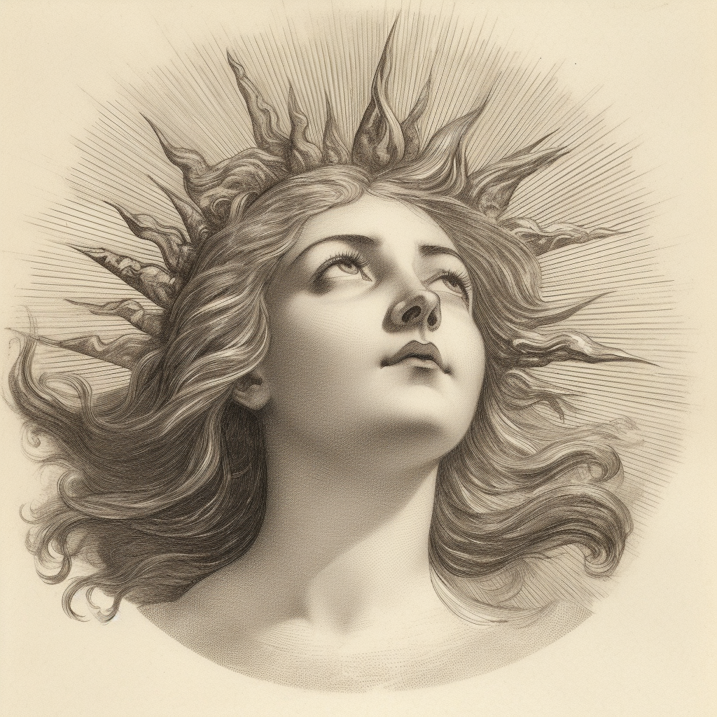 Mid-Voyage Gaze: A Victorian Sun Illustration
