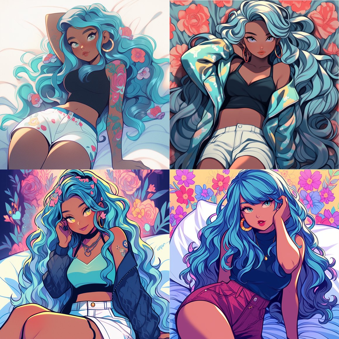 Neon Goddess: Hyper Realistic Cartoon Illustration