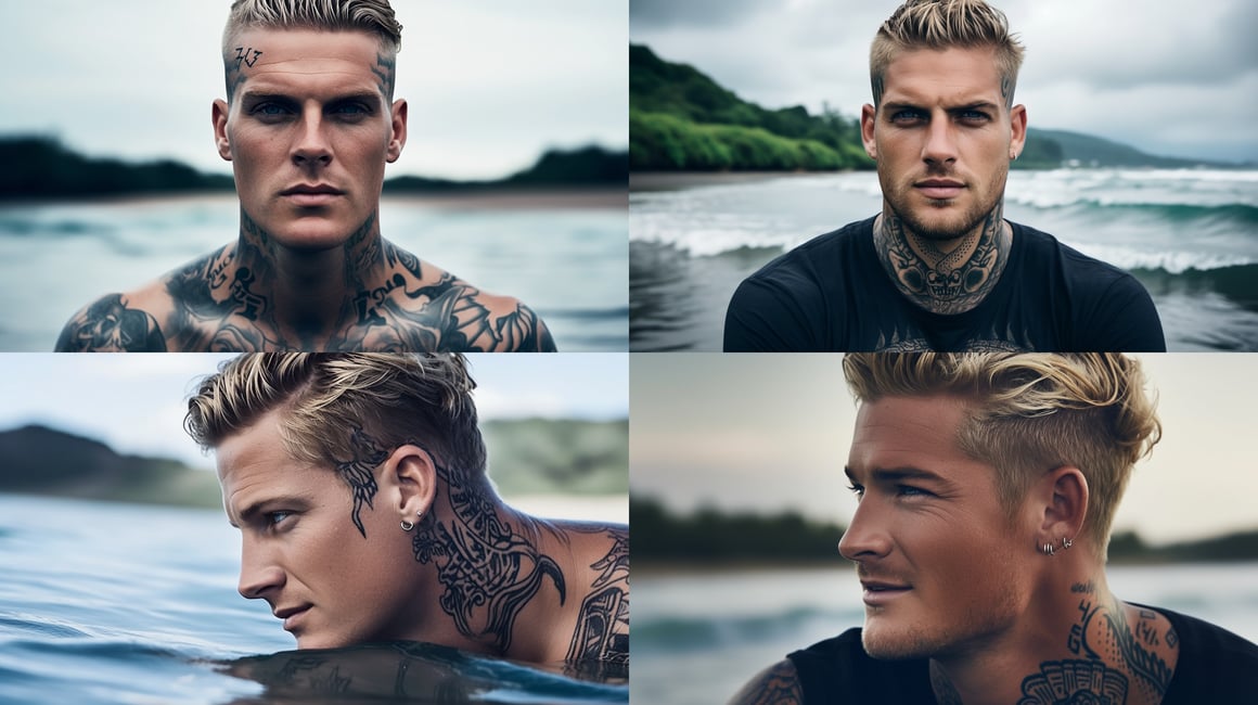 Summer Escape: Close-Up Portrait of Tattooed Indonesian Man