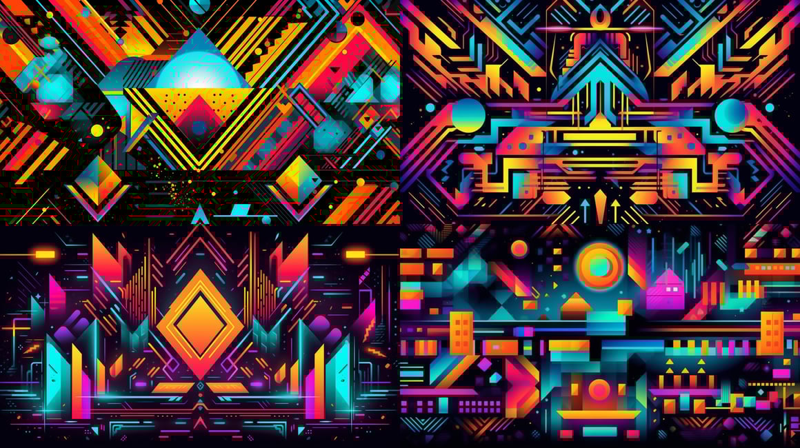Neon Geometric Journey - Midway Checkpoint
