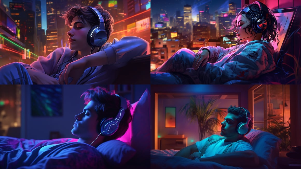 Neon Nights: Mid-Journey Music Session in HD 16:9