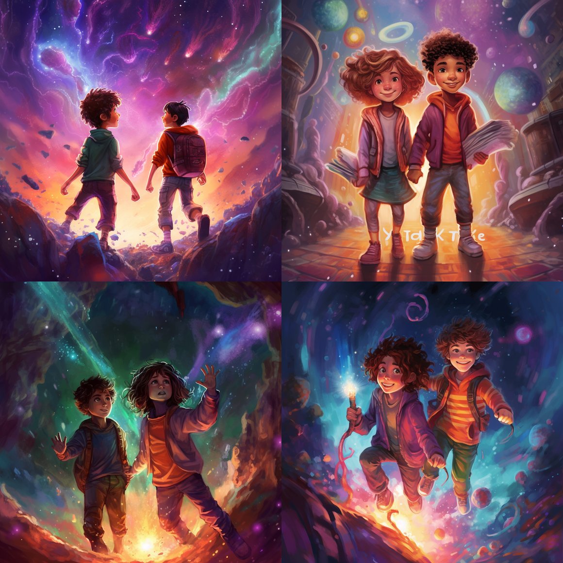 A Van Gogh-Inspired Digital Artwork of Young Adventurers on an Epic Quest v5 16:9 AR