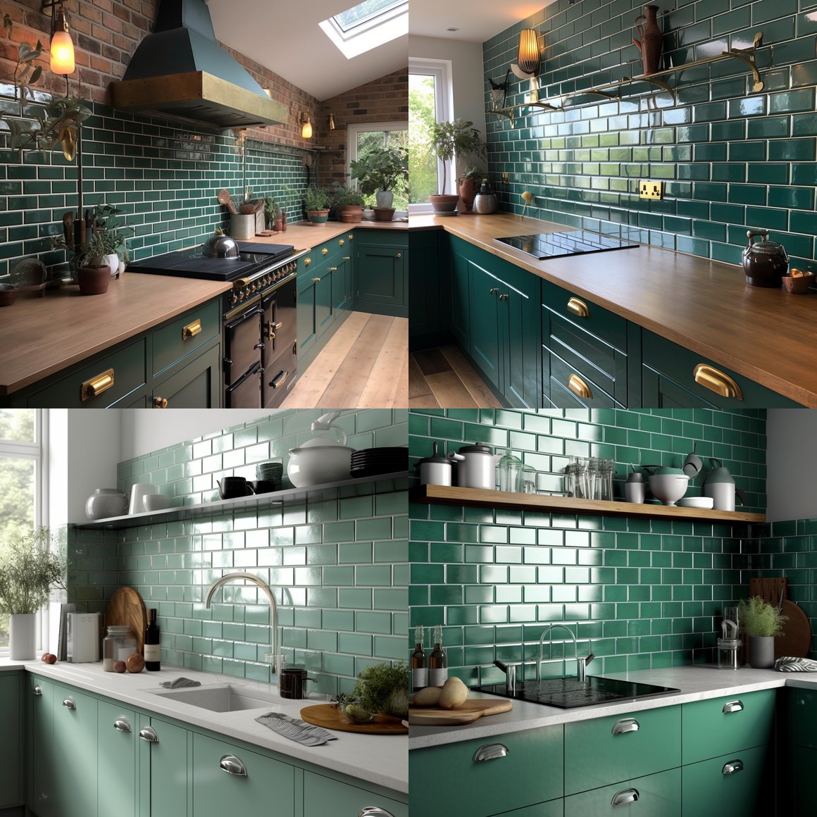 Middle Stage of Persian Green Subway Tile Kitchen Splashback Installation