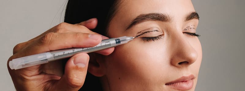 Marked upper eyelid receiving a local anaesthetic injection before blepharoplasty