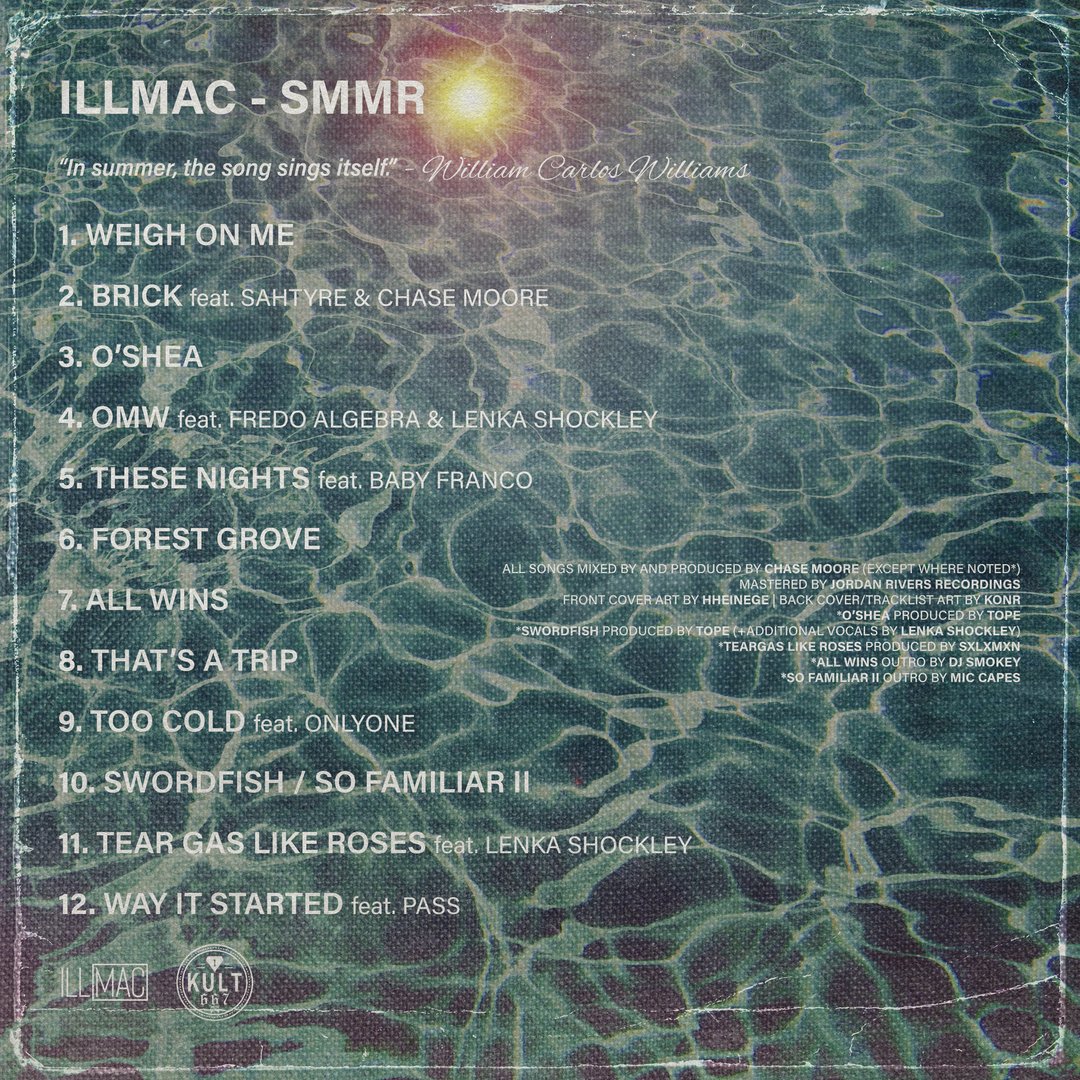 A tracklist design for Illmac's Smmr album.
