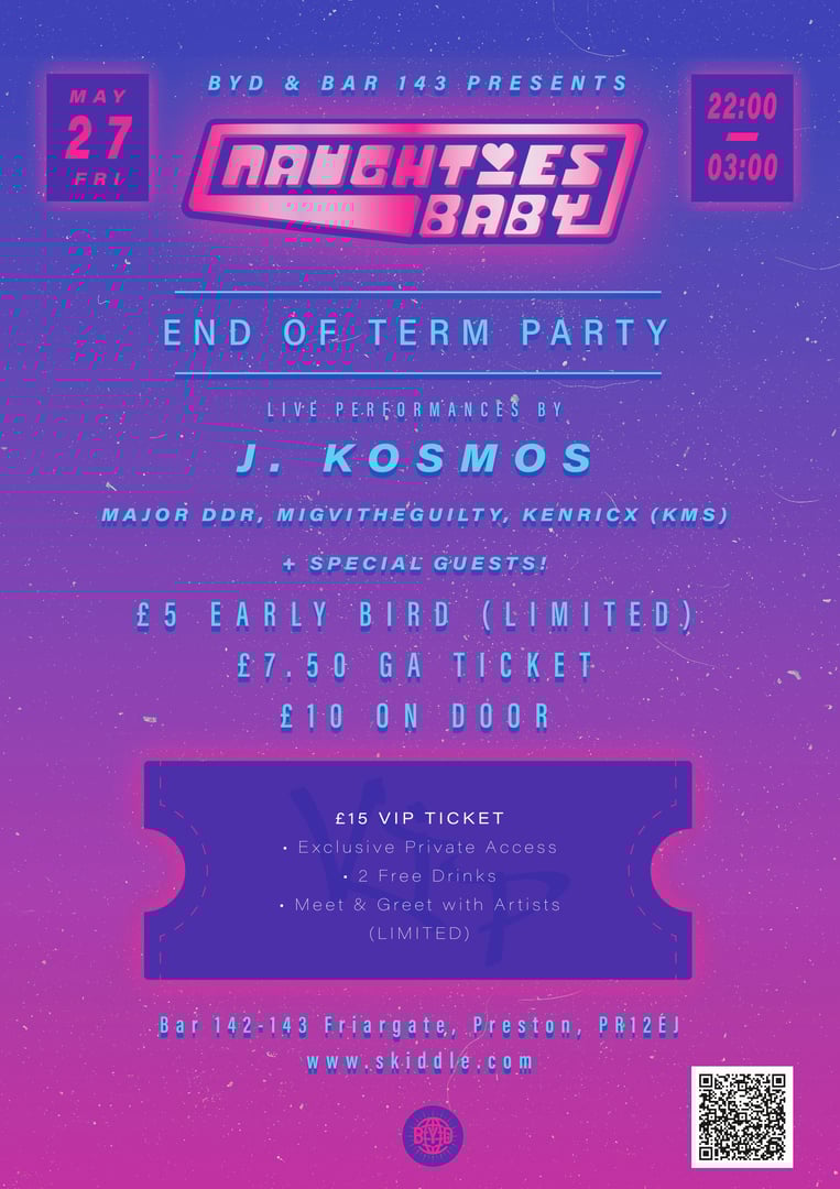 Poster for Naughties Baby END OF TERM PARTY.