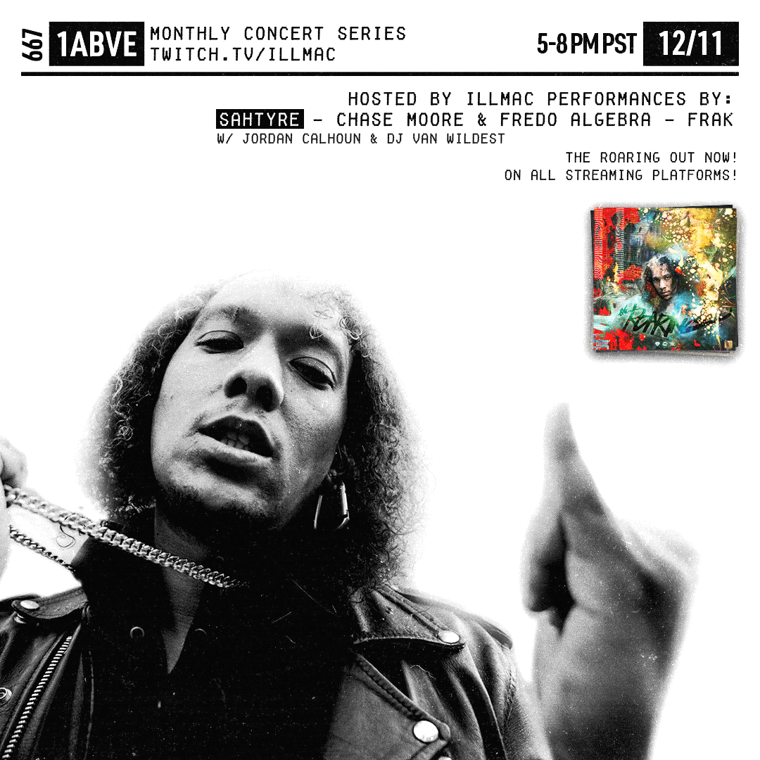 A gif of promo images made for Illmac's 'Monthly Concert' series, featuring Water Buffalos (Chase Moore and Fredo Algebra).