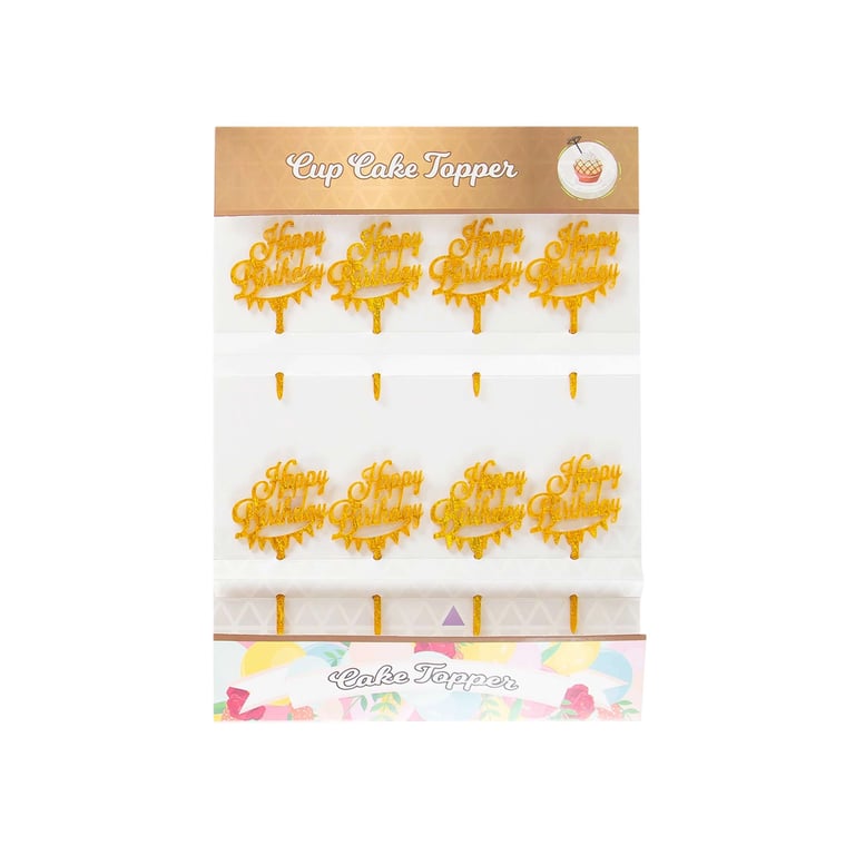 Cake  Topper Happy Birthday (Gold Color)