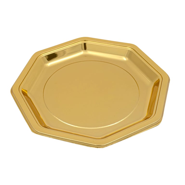 Plastic Apertif Tray (Big Size, Octagon Shape, Gold Colour)