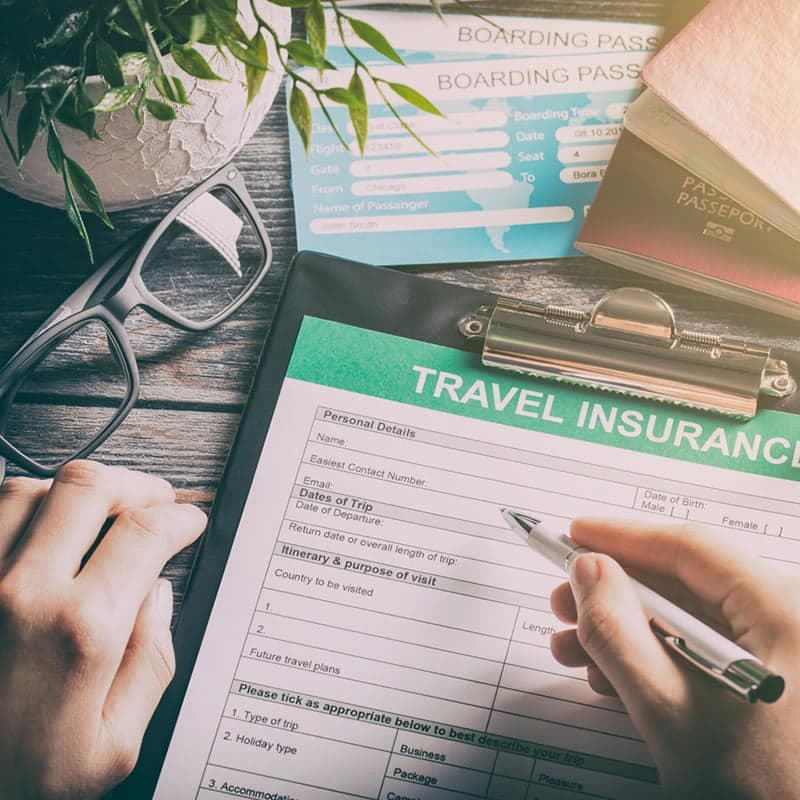 agent de voyage ticket safe plan trip holiday model insurance money concept air form business security paper transportation concept