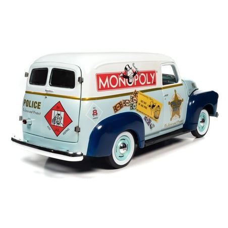 Autoworld 1/18 Chevrolet Police Van 1948 Monopoly Edition Bonus Mr. Monopoly Figure Included