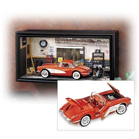 Franklin Mint 1/24 Garage Diorama with Chevrolet Corvette 1958