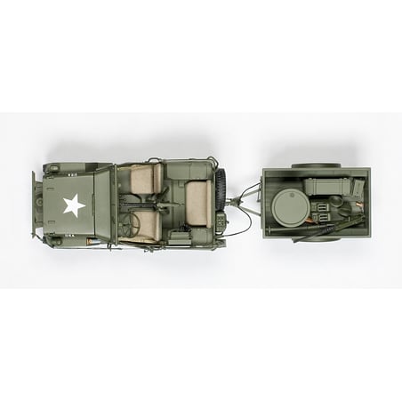 1/18 Jeep Willys, 1943 U.S. Army with Trailer and Accessories