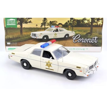 Greenlight 1/18 Dodge Coronet Police Car from the Dukes of Hazzard, Sheriff Rosco Purvis Coltrane 1975