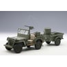 1/18 Jeep Willys, 1943 U.S. Army with Trailer and Accessories