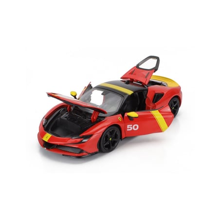 Bburago De Luxe Edition 1/18 Ferrari SF90 Stradale Hybrid 1000hp No.50 24hrs Le Mans Livery with Showcase