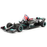 Minichamps 1/18 Mercedes AMG Petronas F1 W12 Winner British GP 2021 No. 44 Lewis Hamilton (with Flag & Driver Figure)
