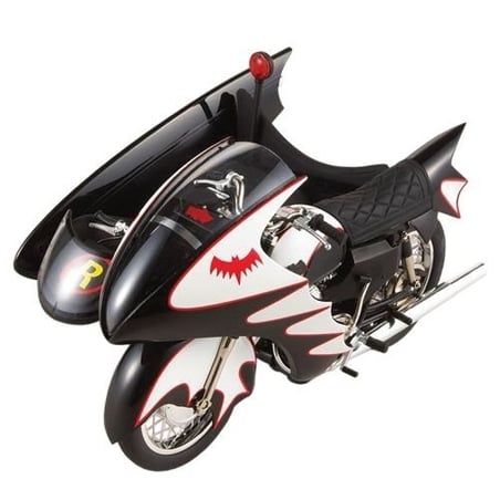 HotWheels 1/18 Batman & Robin 1966 Tv Series Batcycle & Sidecar