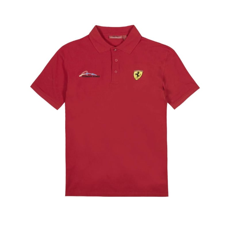 Ferrari Men's Polo Red Fernando Alonso Signature