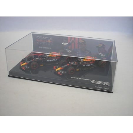 Minichamps 1/43 Oracle Red Bull Racing RB18  F1 Emilia Romagna GP 2022, Max Verstappen Winner / Sergio Perez 2nd Place