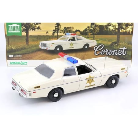 Greenlight 1/18 Dodge Coronet Police Car from the Dukes of Hazzard, Sheriff Rosco Purvis Coltrane 1975