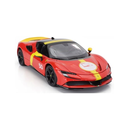 Bburago De Luxe Edition 1/18 Ferrari SF90 Stradale Hybrid 1000hp No.50 24hrs Le Mans Livery with Showcase