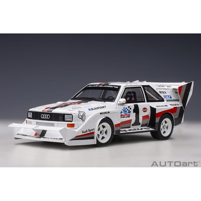 Autoart 1/18 Audi Sport Quattro S1 Pikes Peak 1987 Winner W.Röhrl Νο.1