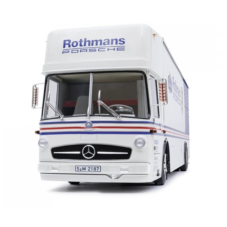 Schuco 1/18 Mercedes Benz  O317 Truck Car Transporter Porsche Rothmans Racing Team 1984