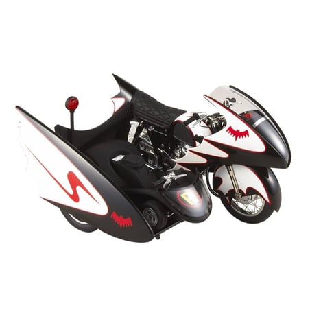 HotWheels 1/18 Batman & Robin 1966 Tv Series Batcycle & Sidecar