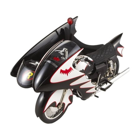 HotWheels 1/18 Batman & Robin 1966 Tv Series Batcycle & Sidecar