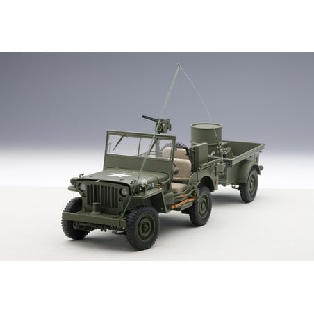1/18 Jeep Willys, 1943 U.S. Army with Trailer and Accessories