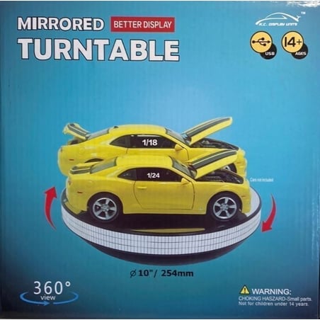 Triple9 1/18 or 1/24 Rotary Base Stand with Mirror Surface use of batteries or USB cable
