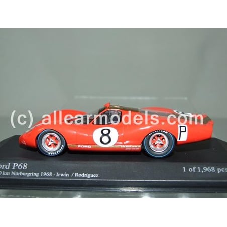 Minichamps 1/43 Ford P68 Alan Mann Racing Team No.8 1000 km Nurburgring 1968 Irwin/Rodriguez