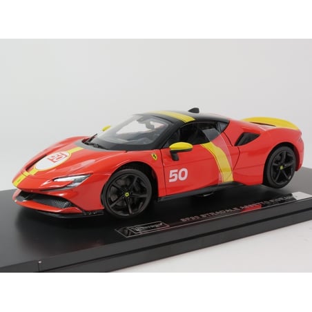 Bburago De Luxe Edition 1/18 Ferrari SF90 Stradale Hybrid 1000hp No.50 24hrs Le Mans Livery with Showcase