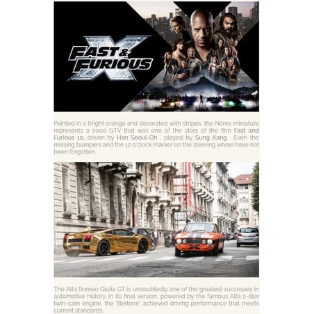 Norev 1/18 Alfa Romeo 2000 GTV 1973 Fast & Furious Χ