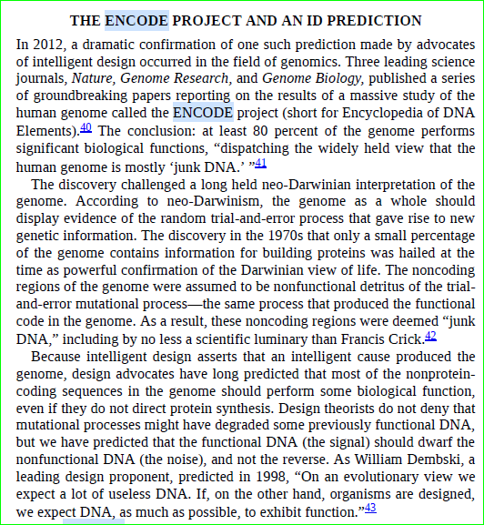 Junk DNA and ENCODE