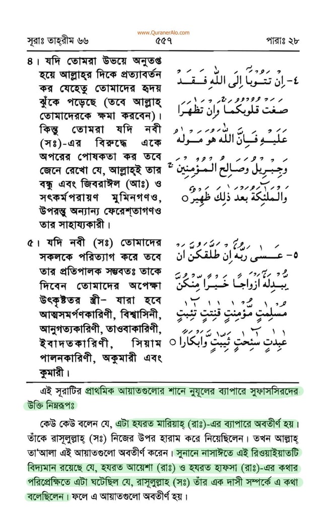 সুরা তাহরীম এর তাফসির - ইবনে কাসীর 4 সুরা তাহরীম 3