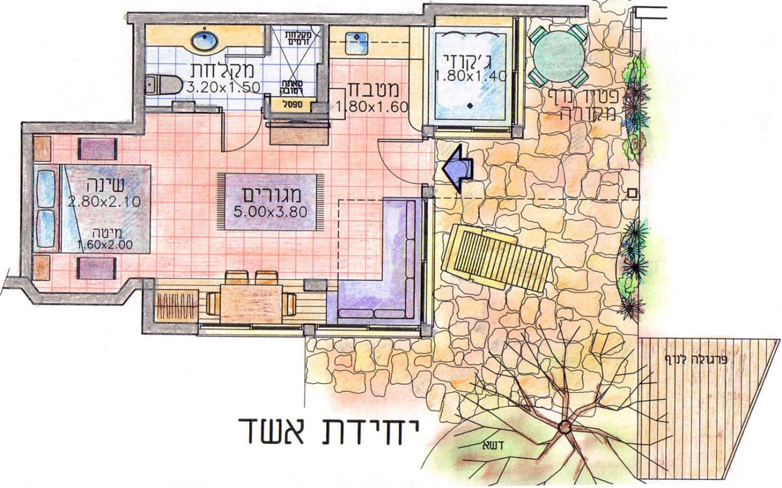 אשד - בקתת עץ גלילית עם ג'קוזי, סאונה ונוף לכנרת - 16