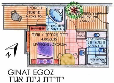  גינת אגוז - בקתת עץ פרטית לזוג רומנטי - 14