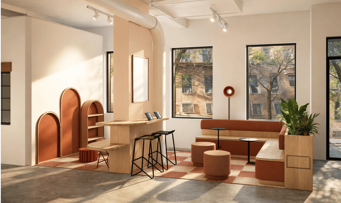 Rendering of the Daysee studio waiting area in Williamsburg
