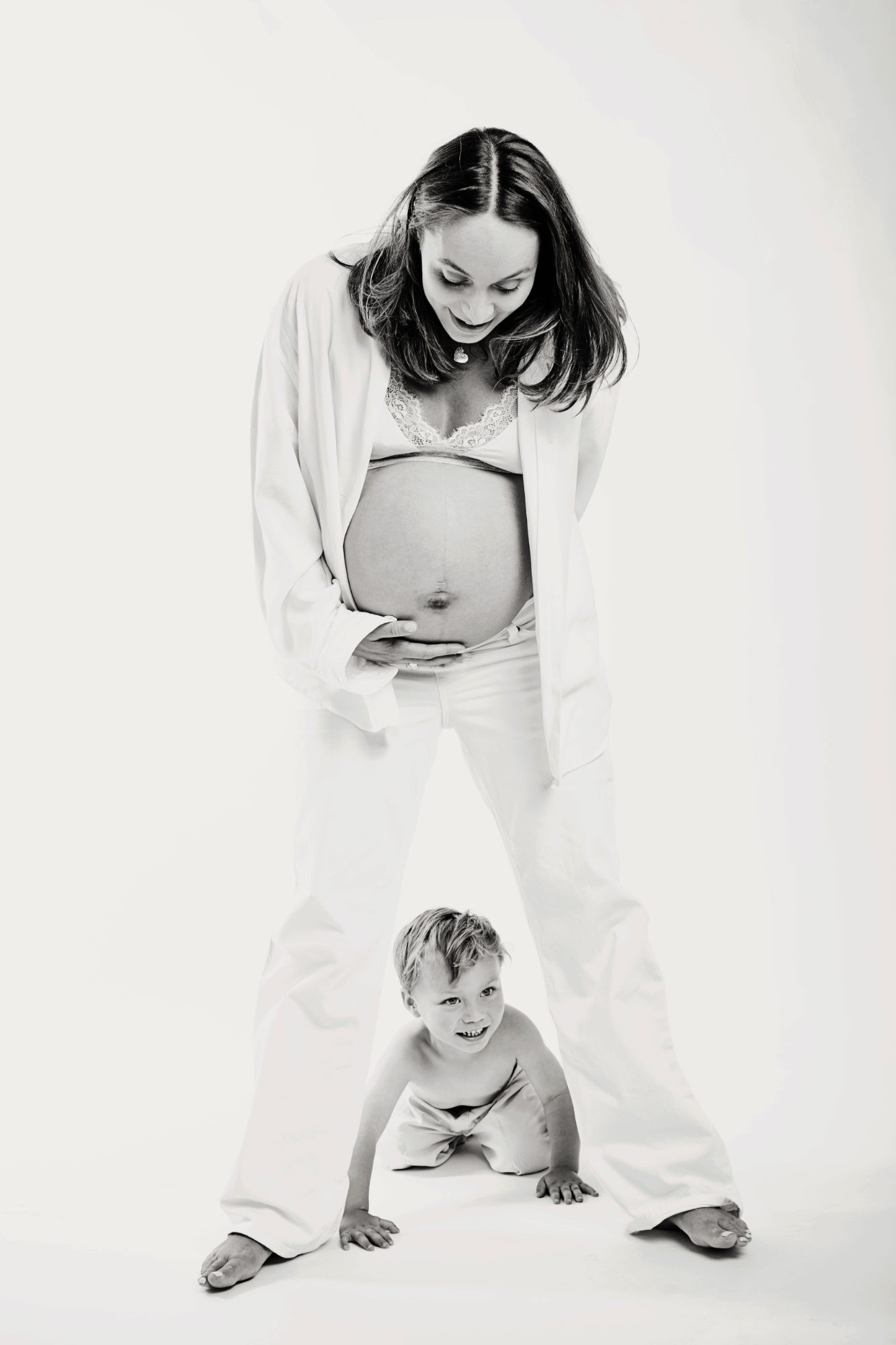 Expecting mother with her toddler
