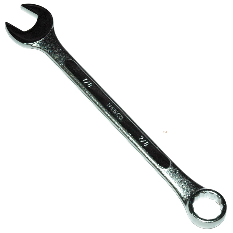 Combination Wrench, 7/8″, Chrome Vanadium Alloy Steel, Heat Treated. 11″ OAL (Nominal)
