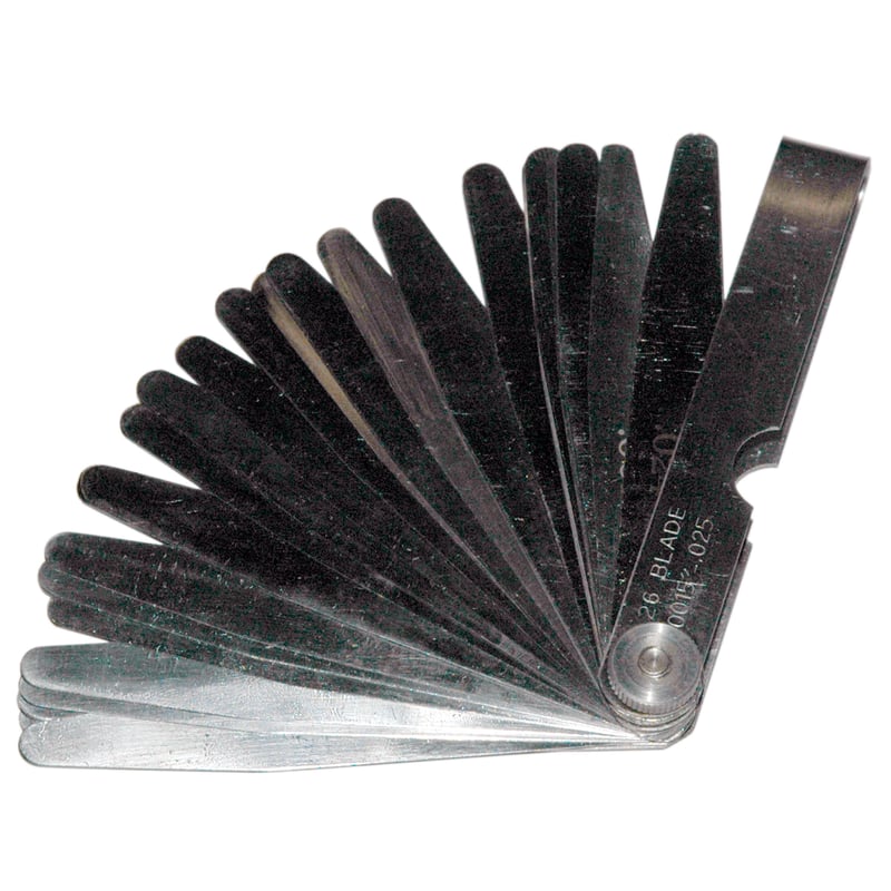 Feeler Gauge, Inch, 26 Leaves. from .0015″ to .025″.