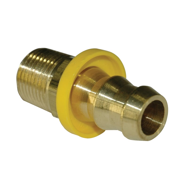 Hose Barb, 1/2" Inside Diameter Push-On, 3/8" Male NPT, Brass