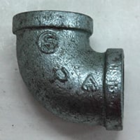 Elbow, 90 Degree, 3/4" NPT, Galvanized Steel
