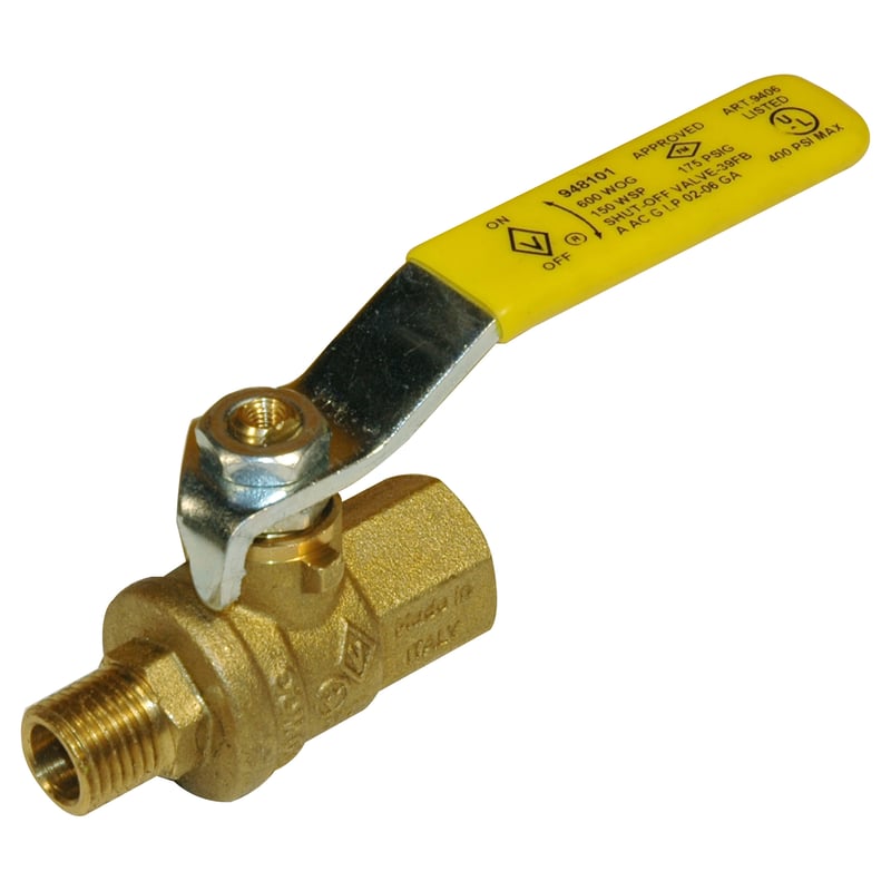 Ball Valve, 1/4″ Male x 1/4″ Female NPT Full Port, Brass