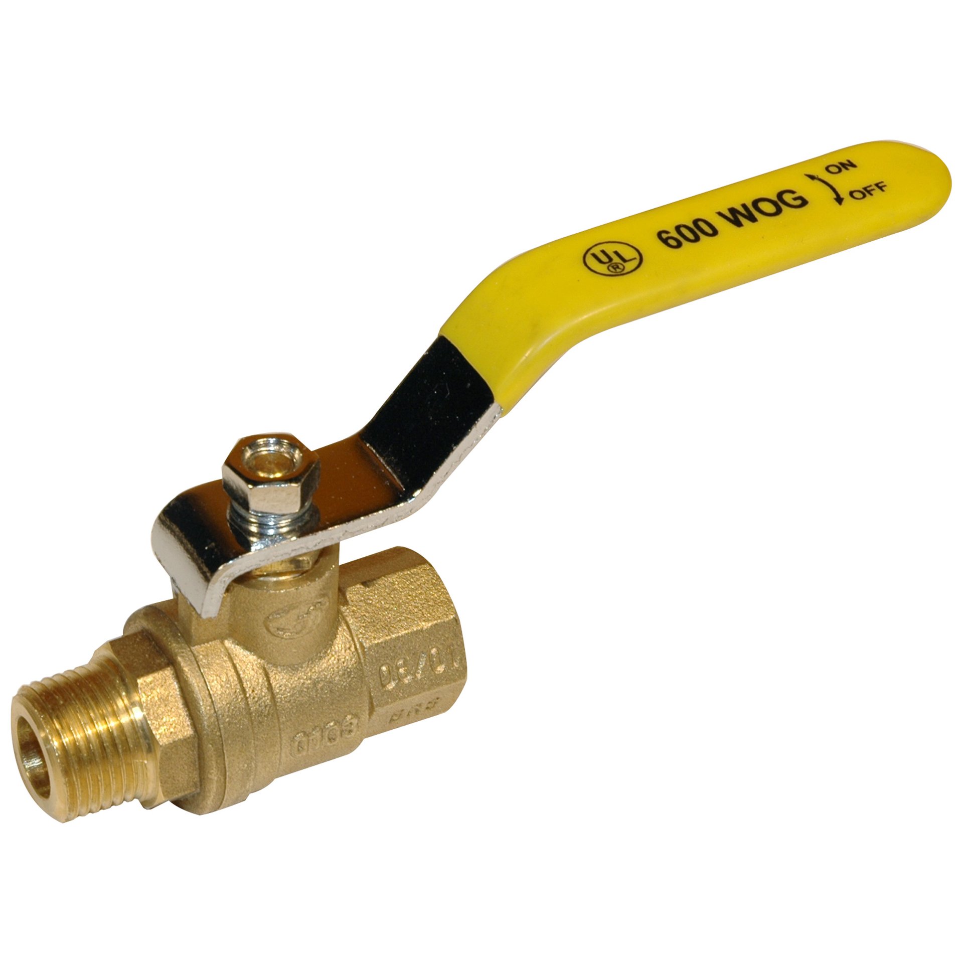 Ball Valve, 3/8" Male x 3/8" Female NPT Full Port, Brass - Image 1