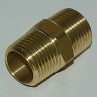 Hex Nipple, Brass Mold Fitting 1/2" NPT Male x 1/2" NPT Male - Image 1